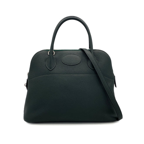 HERMES BOLIDE 31 VERT FONCE TAURILLON CLEMENCE HAND SHOULDER BAG 2015 T STAMP PALLADIUM HARDWARE 90323973