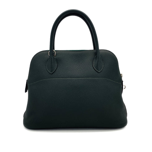 HERMES BOLIDE 31 VERT FONCE TAURILLON CLEMENCE HAND SHOULDER BAG 2015 T STAMP PALLADIUM HARDWARE 90323973