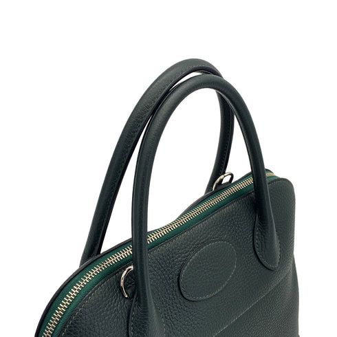 HERMES BOLIDE 31 VERT FONCE TAURILLON CLEMENCE HAND SHOULDER BAG 2015 T STAMP PALLADIUM HARDWARE 90323973