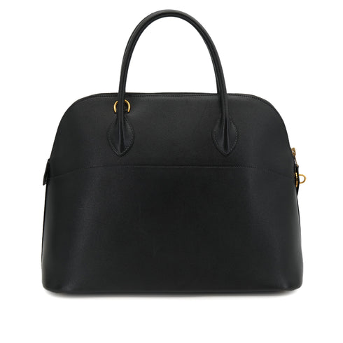 HERMES BOLIDE 35 BLACK VEAU GULLIVER HAND SHOULDER BAG 1994 CIRCLE X GOLD HARDWARE 90323091