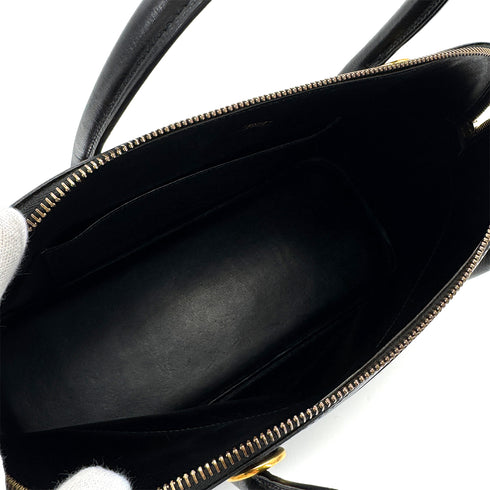 HERMES BOLIDE 35 BLACK VEAU GULLIVER HAND SHOULDER BAG 1994 CIRCLE X GOLD HARDWARE 90323091