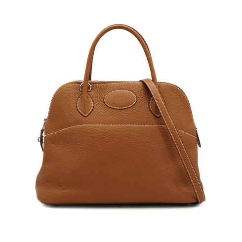 HERMES BOLIDE 35 GOLD TAURILLON CLEMENCE HAND SHOULDER BAG 2013 SQUARE Q PALLADIUM HARDWARE 90334128
