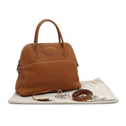 HERMES BOLIDE 35 GOLD TAURILLON CLEMENCE HAND SHOULDER BAG 2013 SQUARE Q PALLADIUM HARDWARE 90334128