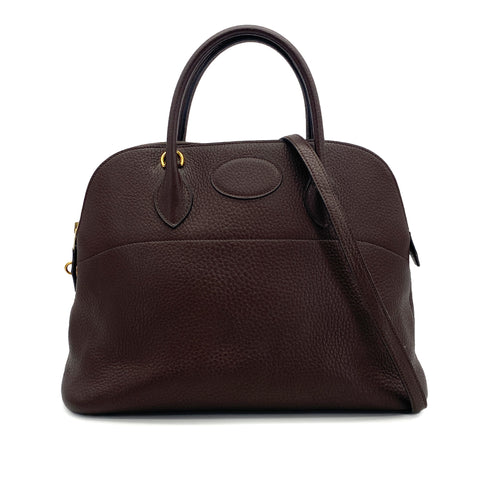 HERMES BOLIDE 35 HAVANE FJORD HAND SHOULDER BAG 1995 CIRCLE Y GOLD HARDWARE 90317921