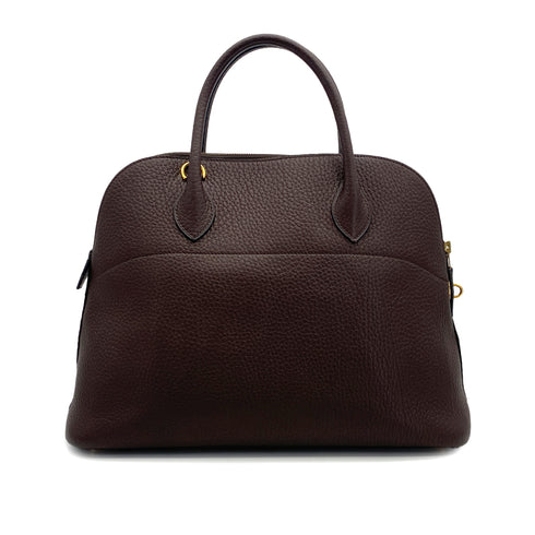 HERMES BOLIDE 35 HAVANE FJORD HAND SHOULDER BAG 1995 CIRCLE Y GOLD HARDWARE 90317921