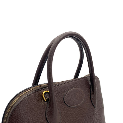 HERMES BOLIDE 35 HAVANE FJORD HAND SHOULDER BAG 1995 CIRCLE Y GOLD HARDWARE 90317921