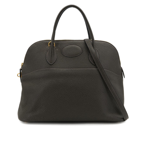 HERMES BOLIDE 35 VERT OLIVE TAURILLON CLEMENCE HAND SHOULDER BAG 2005 SQUARE I GOLD HARDWARE 90325607