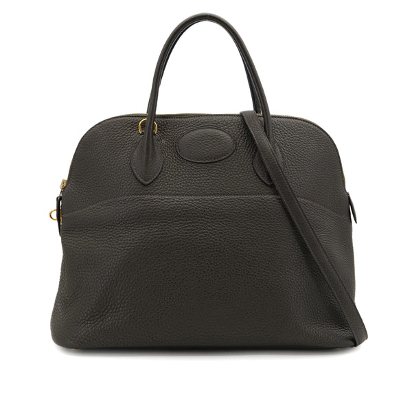 HERMES BOLIDE 35 VERT OLIVE TAURILLON CLEMENCE HAND SHOULDER BAG 2005 SQUARE I GOLD HARDWARE 90325607