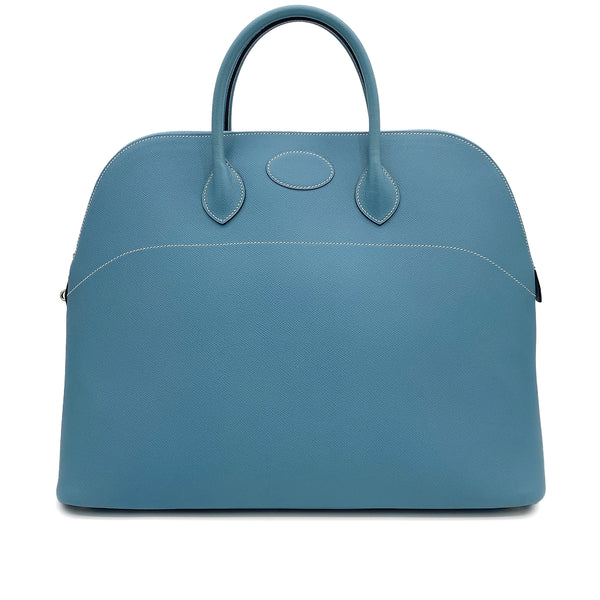 HERMES BOLIDE 45 BLUE JEAN VEAU EPSOM HAND BAG 2007 SQUARE K PALLADIUM HARDWARE 90317857