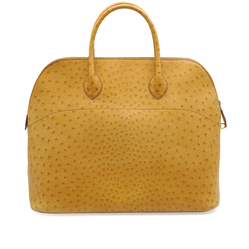 HERMES BOLIDE 45 CHESTNUT OSTRICH HAND BAG 1993 CIRCLE W GOLD HARDWARE 90348208