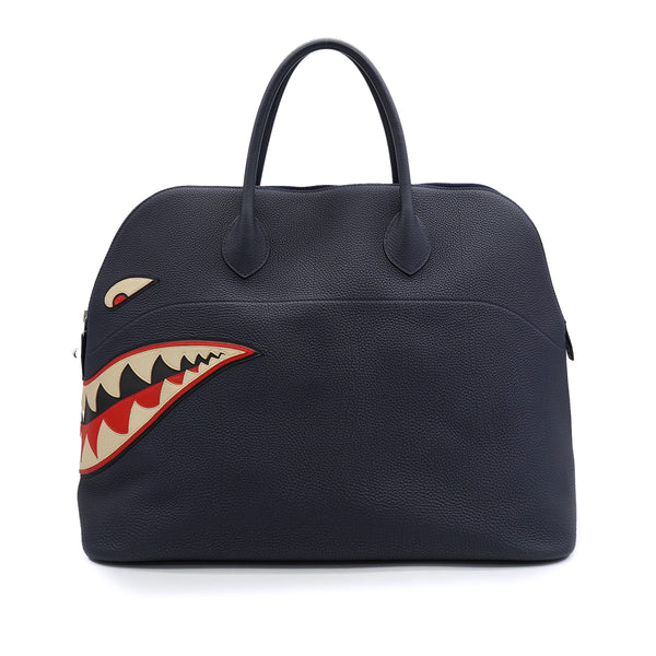 HERMES BOLIDE 45 SHARK BLUE NUIT TOGO 2016 X STAMP PALLADIUM HARDWARE 90349273