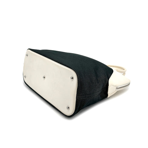HERMES BOLIDE PADDOCK 40 WHITE TOILE JEAN VACHE HUNTER HAND BAG 2016 X STAMP PALLADIUM HARDWARE 90322529