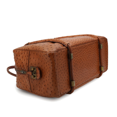 HERMES BOSTON BAG COGNAC OSTRICH HAND SHOULDER BAG 1986 CIRCLE P GOLD HARDWRE 90343964