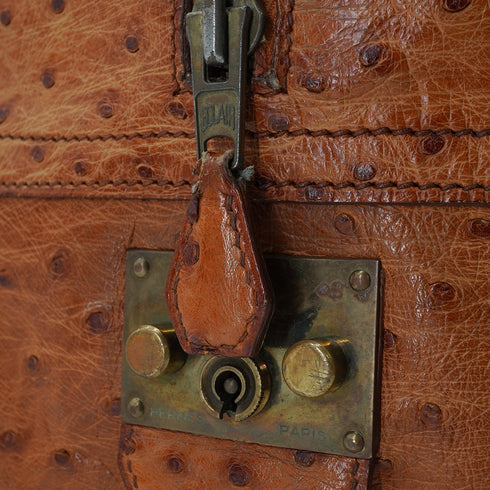 HERMES BOSTON BAG COGNAC OSTRICH HAND SHOULDER BAG 1986 CIRCLE P GOLD HARDWRE 90343964