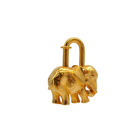 HERMES CADENA BAG CHARM EXOTISME ELEPHANT 1988 GOLD ACCESSORY 90349285