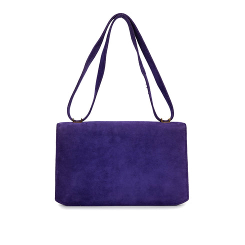 HERMES CADENA LOCK PURPLE DEBRIS CLUTCH SHOULDER BAG GOLD HARDWARE 90331397