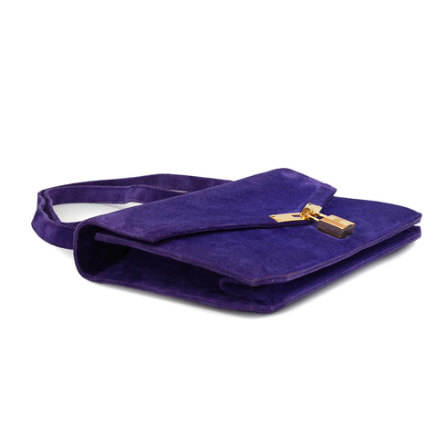 HERMES CADENA LOCK PURPLE DEBRIS CLUTCH SHOULDER BAG GOLD HARDWARE 90331397