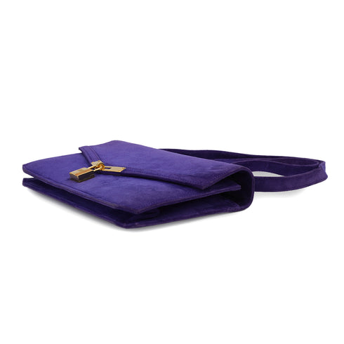 HERMES CADENA LOCK PURPLE DEBRIS CLUTCH SHOULDER BAG GOLD HARDWARE 90331397