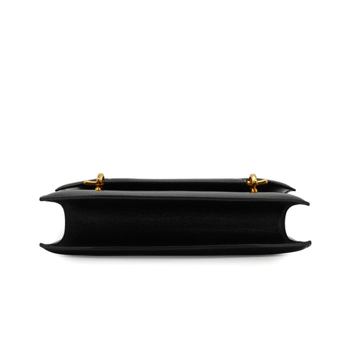 HERMES CAMARGUE BOX CALF BLACK SHOULDER BAG 1991 CIRCLE U GOLD HARDWARE 90349833