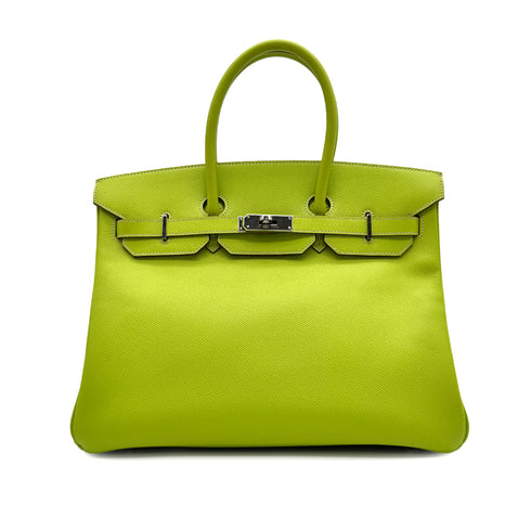 HERMES CANDY BIRKIN 35 KIWI LICHEN VEAU EPSOM HAND BAG 2011 SQUARE O PALLADIUM HARDWARE 90314554