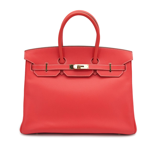 HERMES CANDY BIRKIN 35 ROSE JAIPUR GOLD EPSOM HAND BAG 2013 SQUARE Q GOLD HARDWARE 90312932