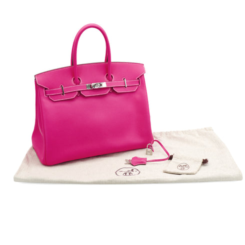 HERMES CANDY BIRKIN 35 ROSE TYRIEN RUBIS VEAU EPSOM HAND BAG 2011 SQUARE O PALLADIUM HARDWARE 90342571
