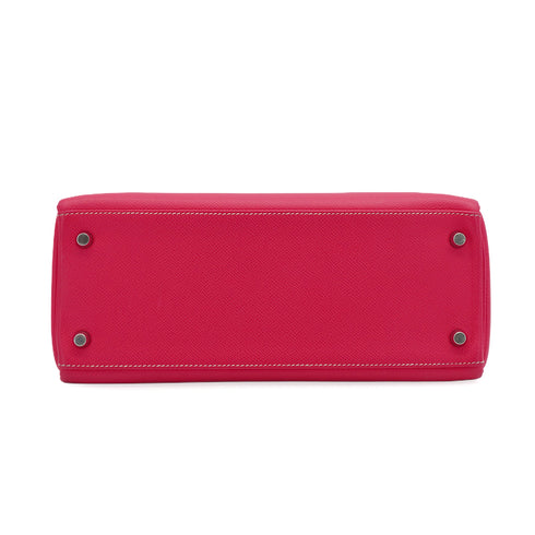 HERMES CANDY KELLY 28 RETOURNE ROSE TYRIEN RUBIS VEAU EPSOM HAND SHOULDER BAG 2013 SQUARE Q PALLADIUM HARDWARE 90350399
