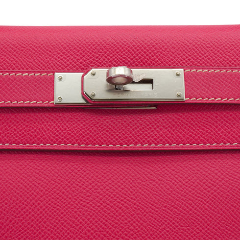 HERMES CANDY KELLY 28 RETOURNE ROSE TYRIEN RUBIS VEAU EPSOM HAND SHOULDER BAG 2013 SQUARE Q PALLADIUM HARDWARE 90350399