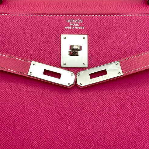 HERMES CANDY KELLY 35 RETOURNE ROSE TYRIEN RUBIS VEAU EPSOM HAND SHOULDER BAG 2011 SQUARE O PALLADIUM HARDWARE 90326844