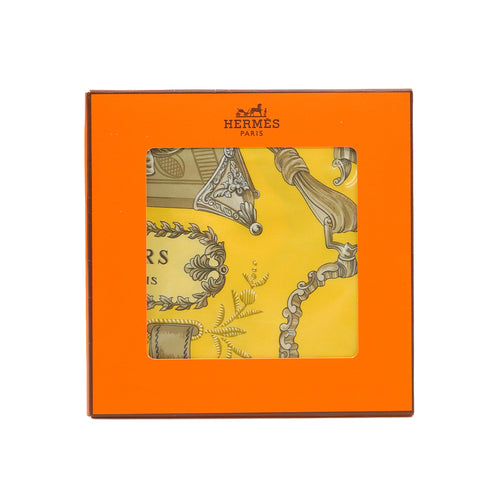 HERMES CARRE 90 SCARF ETORIERS YELLOW SILK 90343254