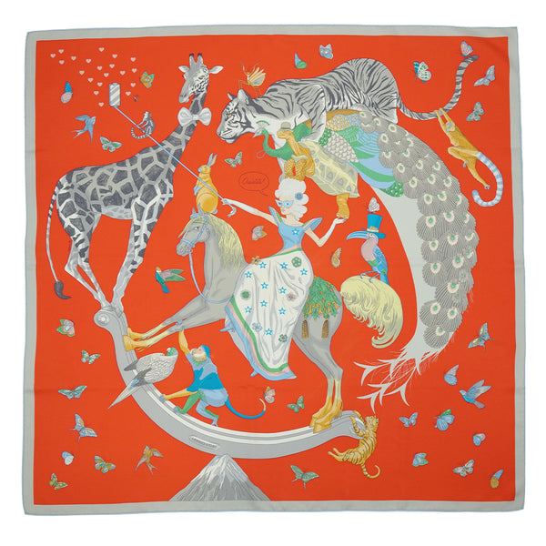 HERMES CARRE 90 SCARF HERMES STORY MULTICOLOR SILK 90345090