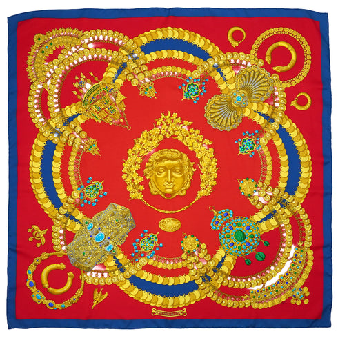 HERMES CARRE 90 SCARF KOSMIMA RED MULTICOLOR SILK 90345079