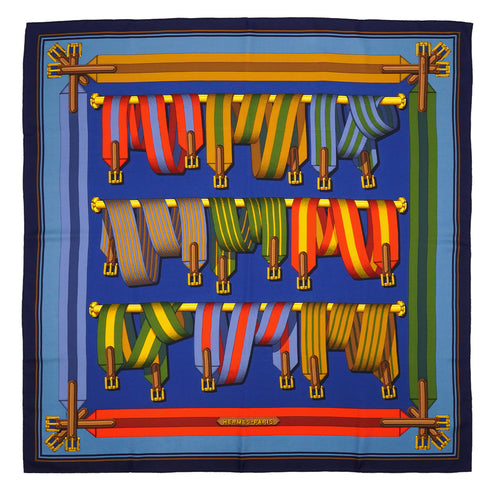 HERMES CARRE 90 SCARF LES SANGLES MULTICOLOR SILK 90345076