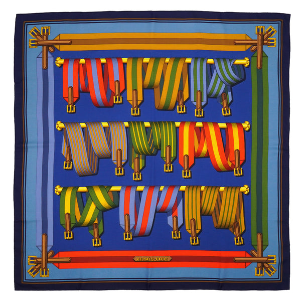 HERMES CARRE 90 SCARF LES SANGLES MULTICOLOR SILK 90345076
