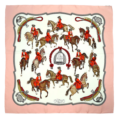 HERMES CARRE 90 SCARF REPRISE PINK SILK 90343333