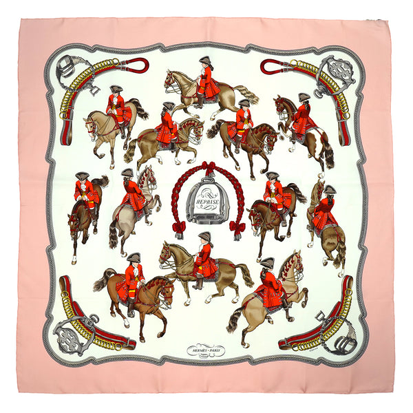 HERMES CARRE 90 SCARF REPRISE PINK SILK 90343333