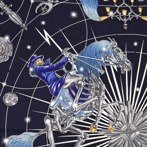 HERMES CARRE GEANT 140 CHORUS STELLARUM SCARF NAVY CASHMERE SILK 90330279