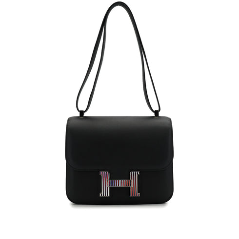HERMES CONSTANCE3 24 OPTIQUE BLACK VEAU MONSIEUR SHOULDER BAG 2019 D STAMP PALLADIUM HARDWARE 90326730