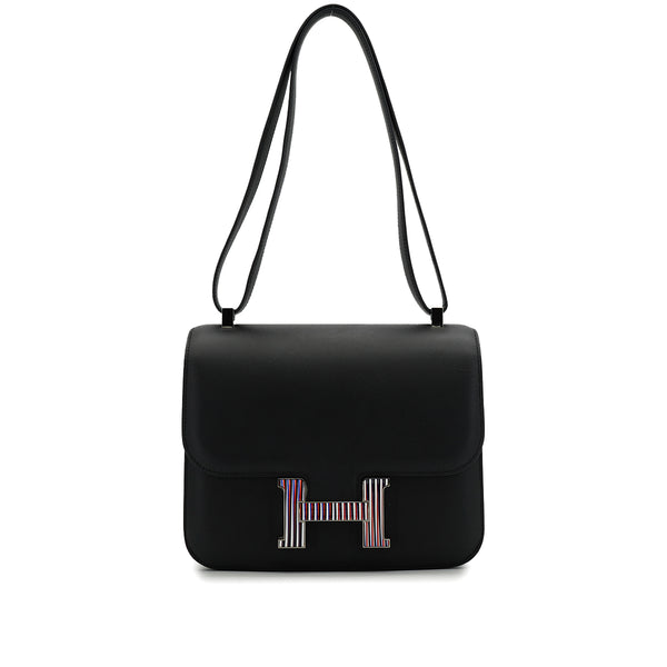 HERMES CONSTANCE3 24 OPTIQUE BLACK VEAU MONSIEUR SHOULDER BAG 2019 D STAMP PALLADIUM HARDWARE 90326730