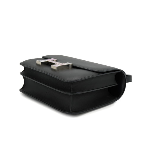 HERMES CONSTANCE3 24 OPTIQUE BLACK VEAU MONSIEUR SHOULDER BAG 2019 D STAMP PALLADIUM HARDWARE 90326730