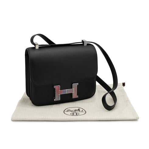 HERMES CONSTANCE3 24 OPTIQUE BLACK VEAU MONSIEUR SHOULDER BAG 2019 D STAMP PALLADIUM HARDWARE 90326730