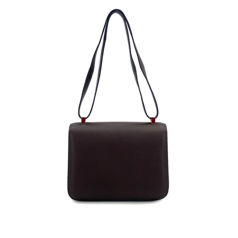 HERMES CONSTANCE3 24 HAVANE ROUGE H SWIFT SHOULDER BAG 2012 SQUARE P PALLADIUM HARDWARE 90314364