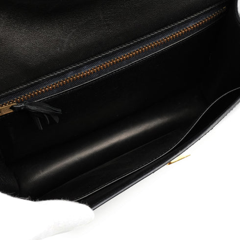 HERMES CONSTANCE 23 BLACK BOX CALF SHOULDER BAG 1982 CIRCLE L GOLD HARDWARE 90346653