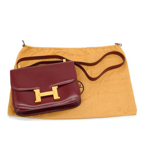 HERMES CONSTANCE 23 ROUGE H BOX CALF SHOULDER BAG 1979 CIRCLE I GOLD HARDWARE 90335830