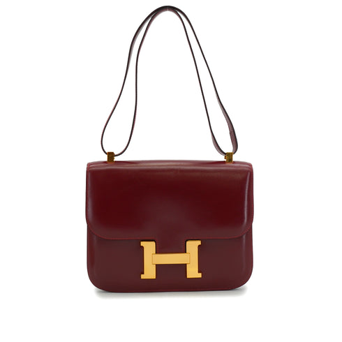 HERMES CONSTANCE 23 ROUGE H BOX CALF SHOULDER BAG 1979 CIRCLE I GOLD HARDWARE 90335830