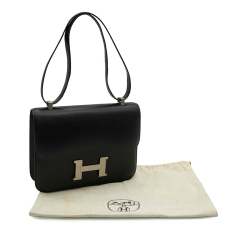 HERMES CONSTANCE 24 BLACK BOX CALF SHOULDER BAG 1998 SQUARE B MATT HARDWARE 90343325