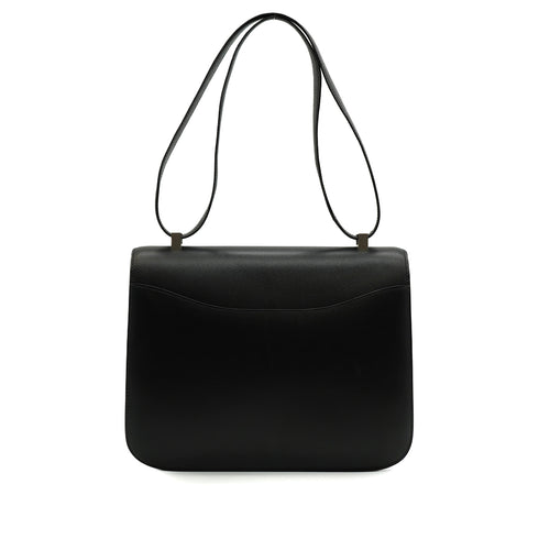 HERMES CONSTANCE 24 BLACK BOX CALF SHOULDER BAG 1998 SQUARE B MATT HARDWARE 90343325