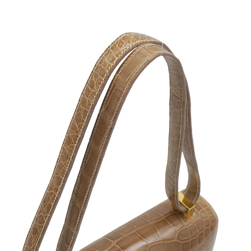 HERMES CONSTANCE 24 LIGHT BROWN CROCODILE ALLIGATOR SHOULDER BAG 1974 CIRCLE D GOLD HARDWARE 90326850