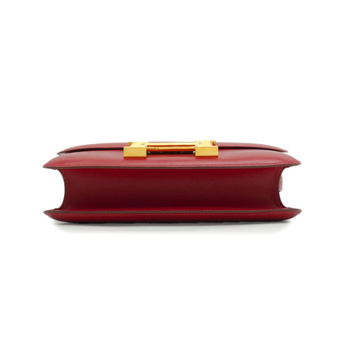 HERMES CONSTANCE 24 ROUGE GARANCE BOX CALF SHOULDER BAG 2003 SQUARE G GUILLOCHE HARDWARE 90339636