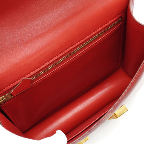 HERMES CONSTANCE 24 ROUGE GARANCE BOX CALF SHOULDER BAG 2003 SQUARE G GUILLOCHE HARDWARE 90339636